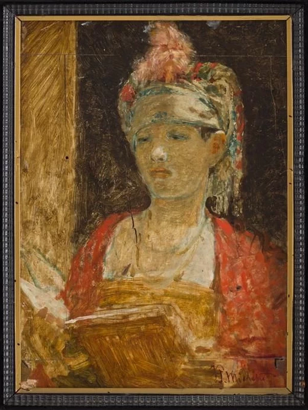 Francesco Paolo Michetti - Donna con turbante che legge